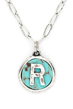 Load image into Gallery viewer, Initial R Turquoise Pendant Necklace

