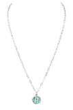 Initial R Turquoise Pendant Necklace