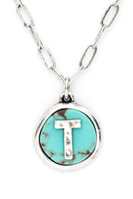 Load image into Gallery viewer, Initial T Turquoise Pendant Necklace
