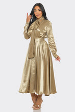 Load image into Gallery viewer, Satin Bow-Tie Midi Dress
