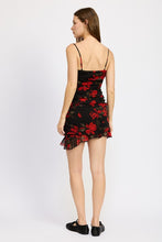 Load image into Gallery viewer, RUCHED ASYMMETRICAL NECK DRESS WITH RUFFLE DETAIL

