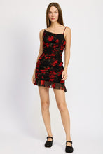 Load image into Gallery viewer, RUCHED ASYMMETRICAL NECK DRESS WITH RUFFLE DETAIL
