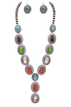 Load image into Gallery viewer, Stone Link Western Statement Necklace Set
