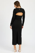 Load image into Gallery viewer, LONG SLEEVE CUTOUT MIDI DRESS
