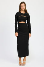 Load image into Gallery viewer, LONG SLEEVE CUTOUT MIDI DRESS
