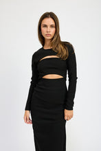 Load image into Gallery viewer, LONG SLEEVE CUTOUT MIDI DRESS
