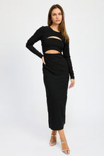 Load image into Gallery viewer, LONG SLEEVE CUTOUT MIDI DRESS
