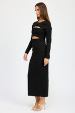 Load image into Gallery viewer, LONG SLEEVE CUTOUT MIDI DRESS
