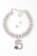 Load image into Gallery viewer, Crystal 5 Pendant Rhinestone Choker Necklace Set
