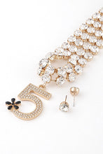 Load image into Gallery viewer, Crystal 5 Pendant Rhinestone Choker Necklace Set
