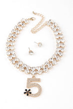 Load image into Gallery viewer, Crystal 5 Pendant Rhinestone Choker Necklace Set
