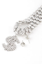 Load image into Gallery viewer, Dollar Sign Pendant Rhinestone Choker Necklace Set
