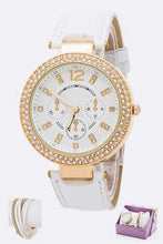 Cargar imagen en el visor de la galería, Crystal Bezel Fashion Watch Bracelet Set
