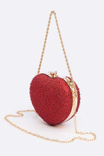Cargar imagen en el visor de la galería, Rhinestone Pave Heart Shape Party Box Clutch

