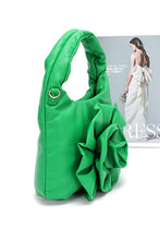 Cargar imagen en el visor de la galería, Pleated Flower Top Handle Clutch
