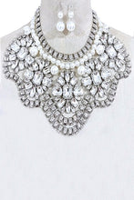 Load image into Gallery viewer, Crystal Flower Pearl Accent Statement Bib Necklace
