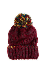 Load image into Gallery viewer, Multi Color Knit Beanie with Pop Color Pom
