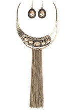 Load image into Gallery viewer, Vintage Inspired Chain Drop Statement Necklace Set
