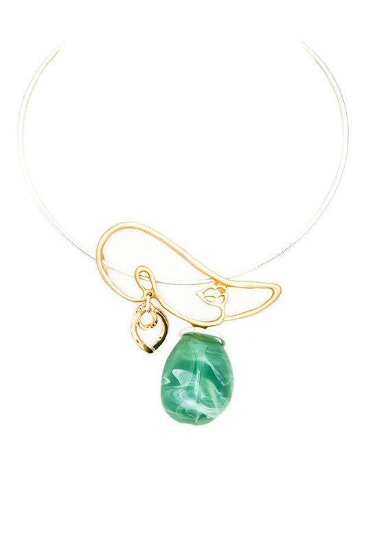 Resin Pendant Mix Tone Collar Choker Necklace