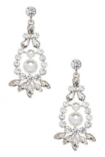 Load image into Gallery viewer, Crystal Pearl Accent Statement Earrings
