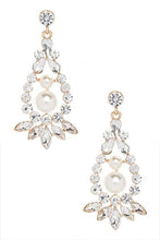 Load image into Gallery viewer, Crystal Pearl Accent Statement Earrings

