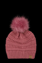 Load image into Gallery viewer, Halo Ripped Beanie with Super Faux Fur Pom
