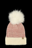 Super Soft Yarn Beanie with Faux Fur Pom