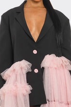 Load image into Gallery viewer, Oversized Tulle Blazer Dress Black and Pink
