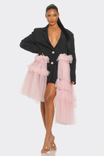 Load image into Gallery viewer, Oversized Tulle Blazer Dress Black and Pink
