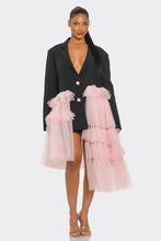 Load image into Gallery viewer, Oversized Tulle Blazer Dress Black and Pink

