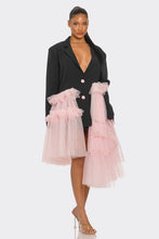 Load image into Gallery viewer, Oversized Tulle Blazer Dress Black and Pink
