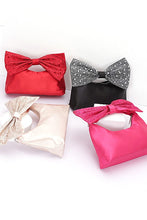Cargar imagen en el visor de la galería, Rhinestone Bow Tie Satin Top Handle Clutch
