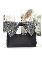Cargar imagen en el visor de la galería, Rhinestone Bow Tie Satin Top Handle Clutch
