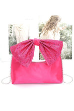 Cargar imagen en el visor de la galería, Rhinestone Bow Tie Satin Top Handle Clutch
