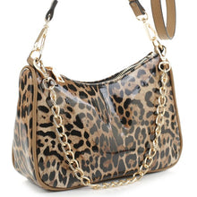 Cargar imagen en el visor de la galería, Glossy Leopard Chain Link Crossbody Satchel
