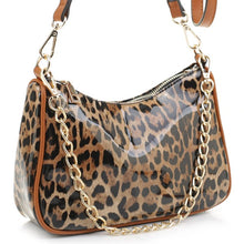 Cargar imagen en el visor de la galería, Glossy Leopard Chain Link Crossbody Satchel
