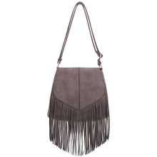 Cargar imagen en el visor de la galería, Faux Suede Fringe Flap Crossbody Bag
