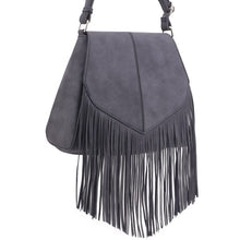 Cargar imagen en el visor de la galería, Faux Suede Fringe Flap Crossbody Bag
