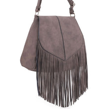 Cargar imagen en el visor de la galería, Faux Suede Fringe Flap Crossbody Bag
