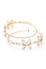 Load image into Gallery viewer, Crystal Flower Oversize Hoop Earrings

