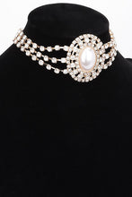 Load image into Gallery viewer, Faux Pearl Rhinestone Statement Choker Necklace
