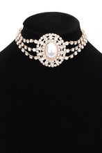 Load image into Gallery viewer, Faux Pearl Rhinestone Statement Choker Necklace
