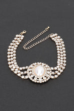 Load image into Gallery viewer, Faux Pearl Rhinestone Statement Choker Necklace
