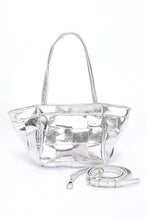 Cargar imagen en el visor de la galería, Metallic Faux Leather Weaved Small Tote Bag

