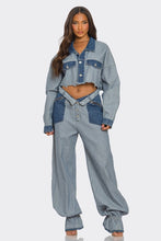 Cargar imagen en el visor de la galería, Cropped Contrast Denim Set
