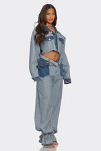 Cargar imagen en el visor de la galería, Cropped Contrast Denim Set
