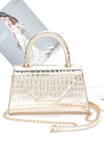 Cargar imagen en el visor de la galería, Croc Embossed Metallic Top Handle Bag
