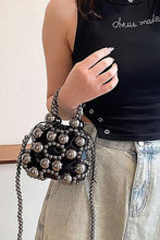 Cargar imagen en el visor de la galería, Metallic Beaded Petite Party Swing Bag
