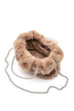 Cargar imagen en el visor de la galería, Rhinestone Top Handle Faux Fur Winter Tote Bag
