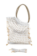 Cargar imagen en el visor de la galería, Crystal Embellished Convertible Top Handle Bag
